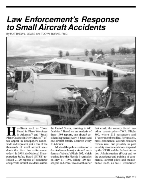  Law Enforcement`s Response to Small Aircract Accidents Titelseite