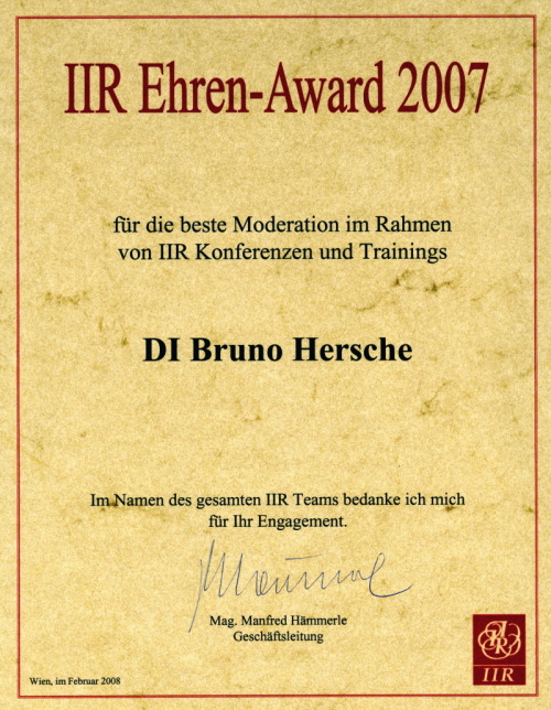 IIR Ehren Award 2007 / Zum Vergrößern auf das Bild klicken