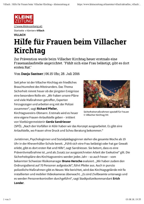 Kleine Zeitung / Kleine Zeitung: Sicherheit Villacher Kirchtag 2016 / Zum Vergrößern auf das Bild klicken