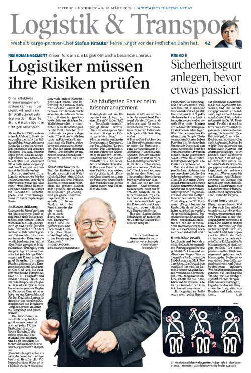 Wirtschaftsblatt 12.3.09 Logistik Hersche
